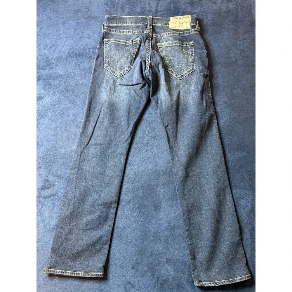 True Religion Ricky Relaxed Straight Jeans 28x29 Dark Blue Wash